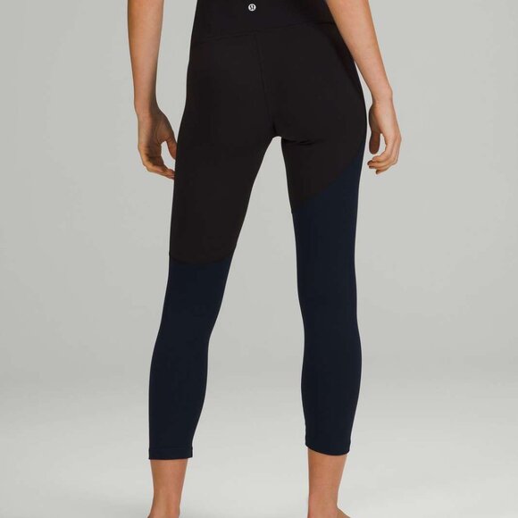 Lululemon Nulu Colour Block High-Rise Crop 23" Black / True Navy Renewed Size 14 - Picture 4 of 6